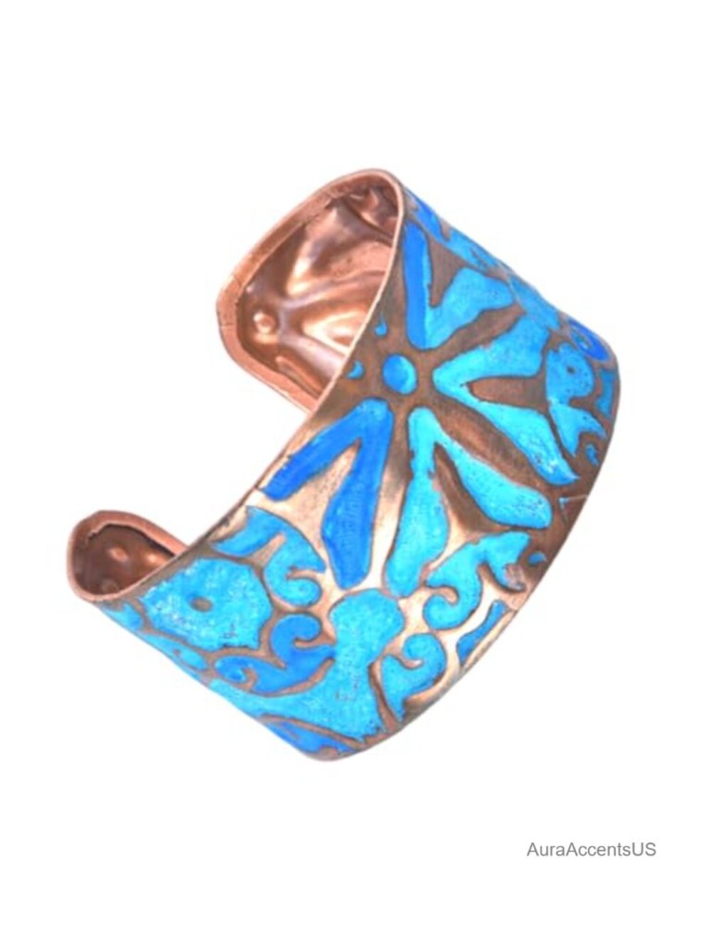 Copper Cuff Bracelet Handmade Boho Adjustable Open Cuff Turquoise Patina